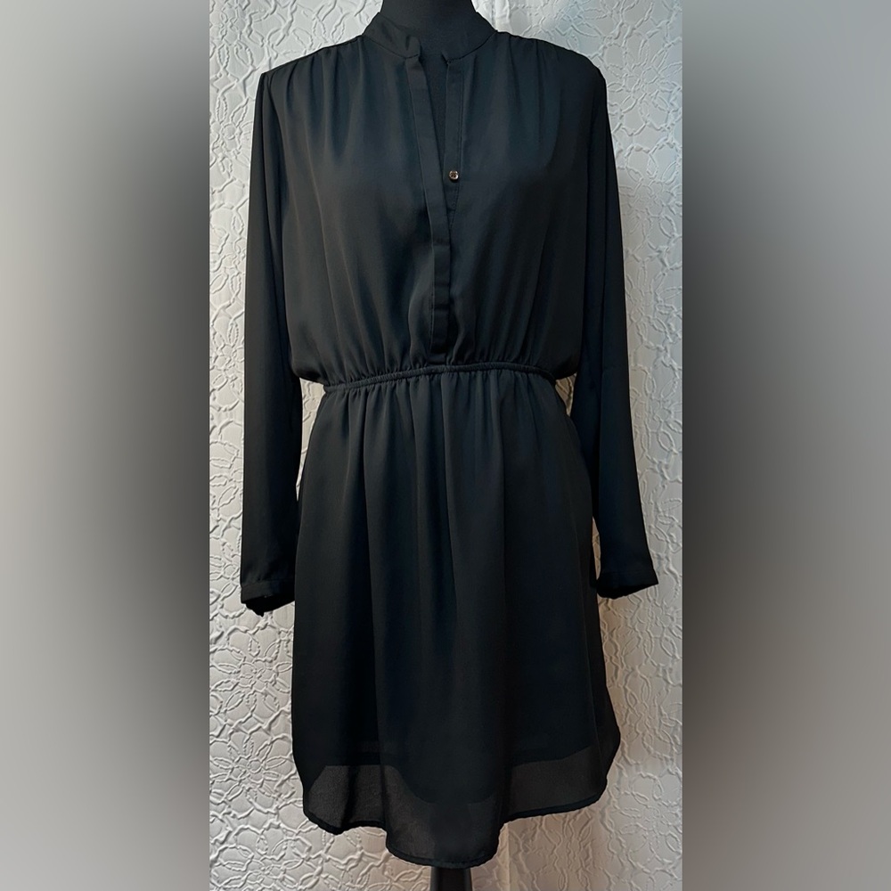 Xhilaration- Women’s Sheer Black Long Sleeve Dress (L)